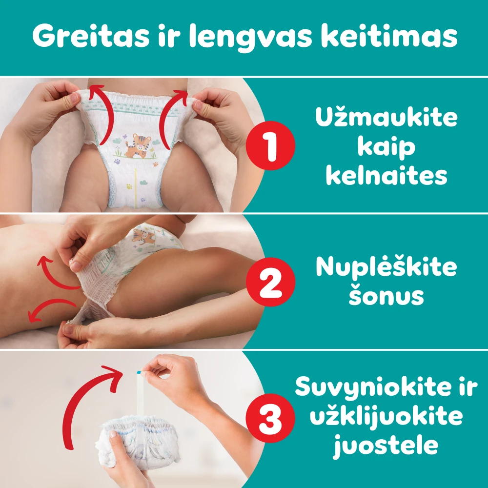Pampers Active Baby Pants Sauskelnės, 8 Dydis, 112 vnt. aprašymas - Prekės nuotrauka