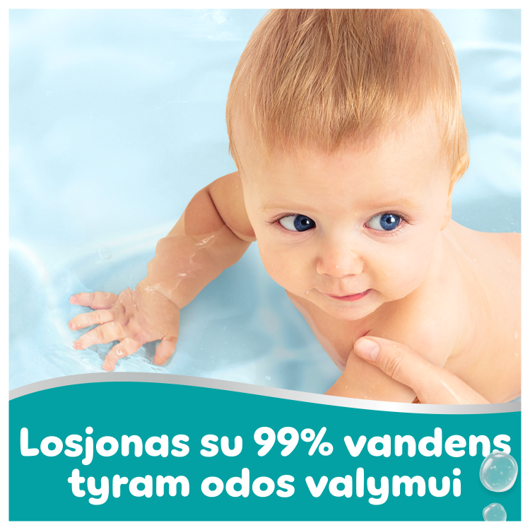 Pampers Aqua Servetėlės Kūdikiams, 20 Pakuotė, 1200 Servetėlės aprašymas - Prekės nuotrauka
