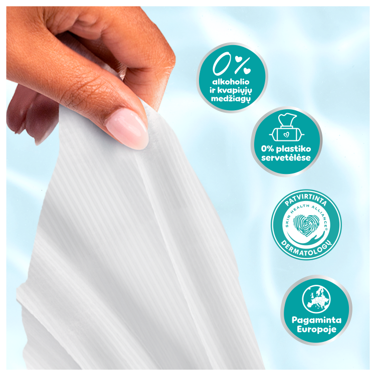 Pampers Aqua Servetėlės Kūdikiams, 20 Pakuotė, 1200 Servetėlės aprašymas - Prekės nuotrauka