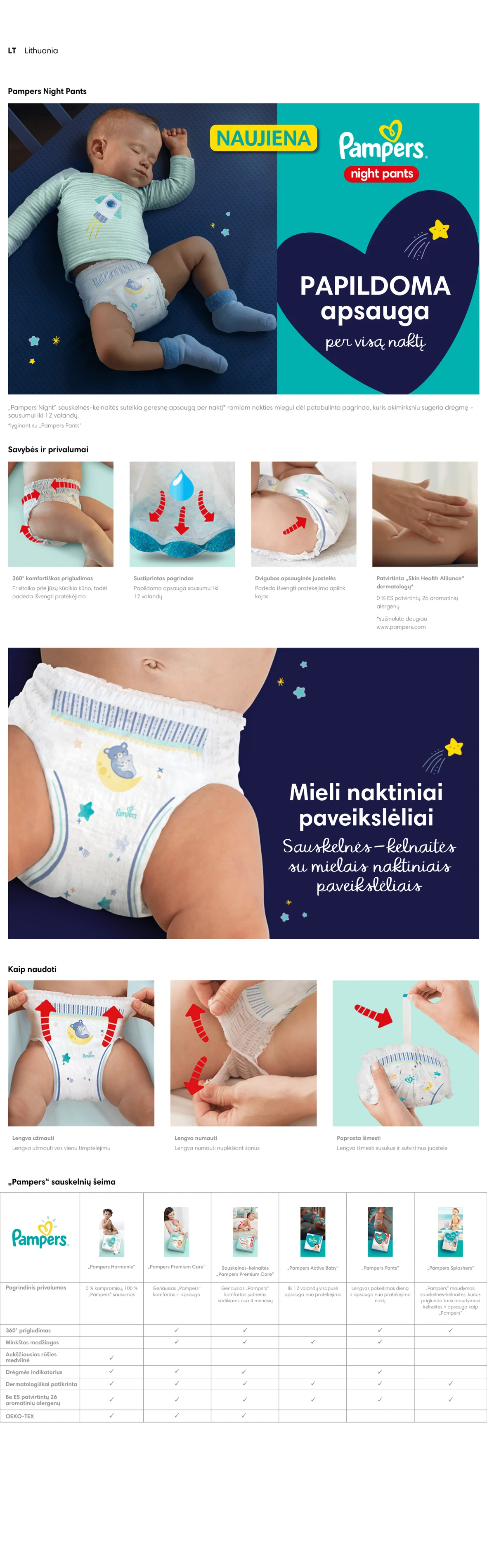 Naktinės Sauskelnės-kelnaitės Pampers 4 Dydžio, 100 sauskelnių, 9kg-15kg aprašymas - Prekės nuotrauka