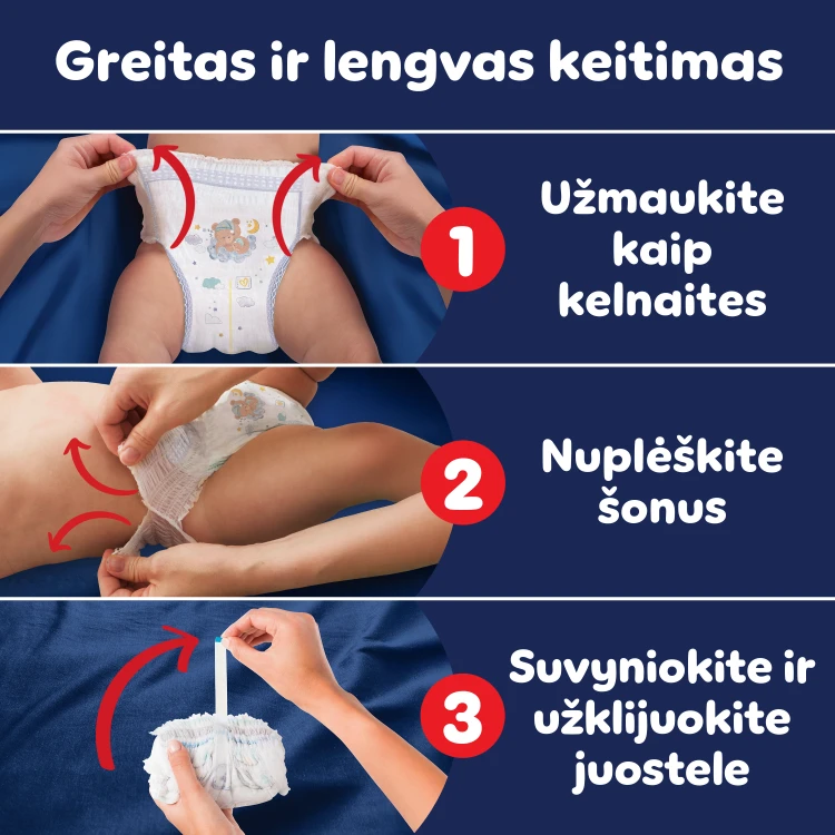 Pampers Night Pants Sauskelnės-Kelnaitės, 4, 104 vnt. aprašymas - Prekės nuotrauka