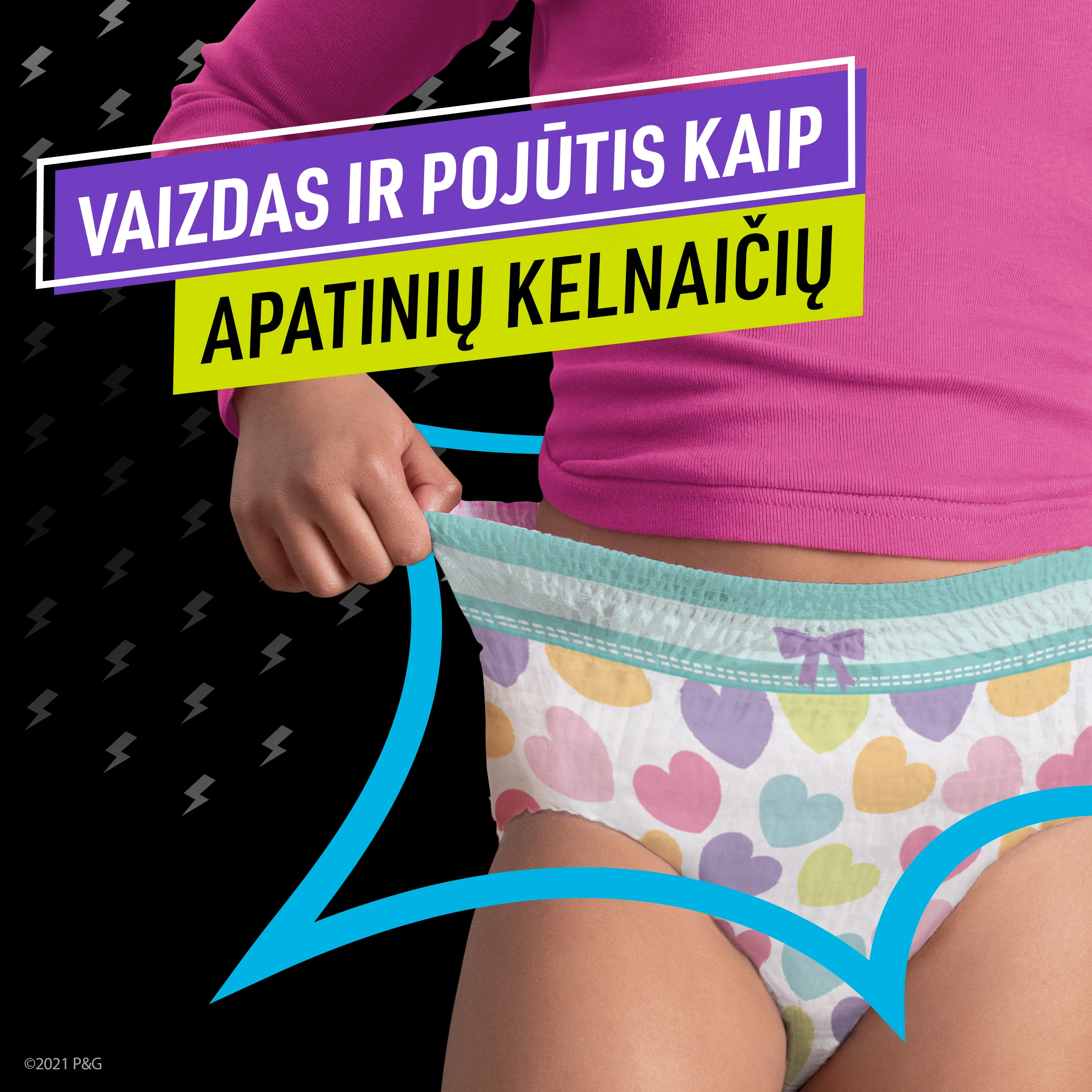Pampers Ninjamas Pižaminės Kelnaitės Heart, 54 Sauskelnės, 27-43 kg aprašymas - Prekės nuotrauka