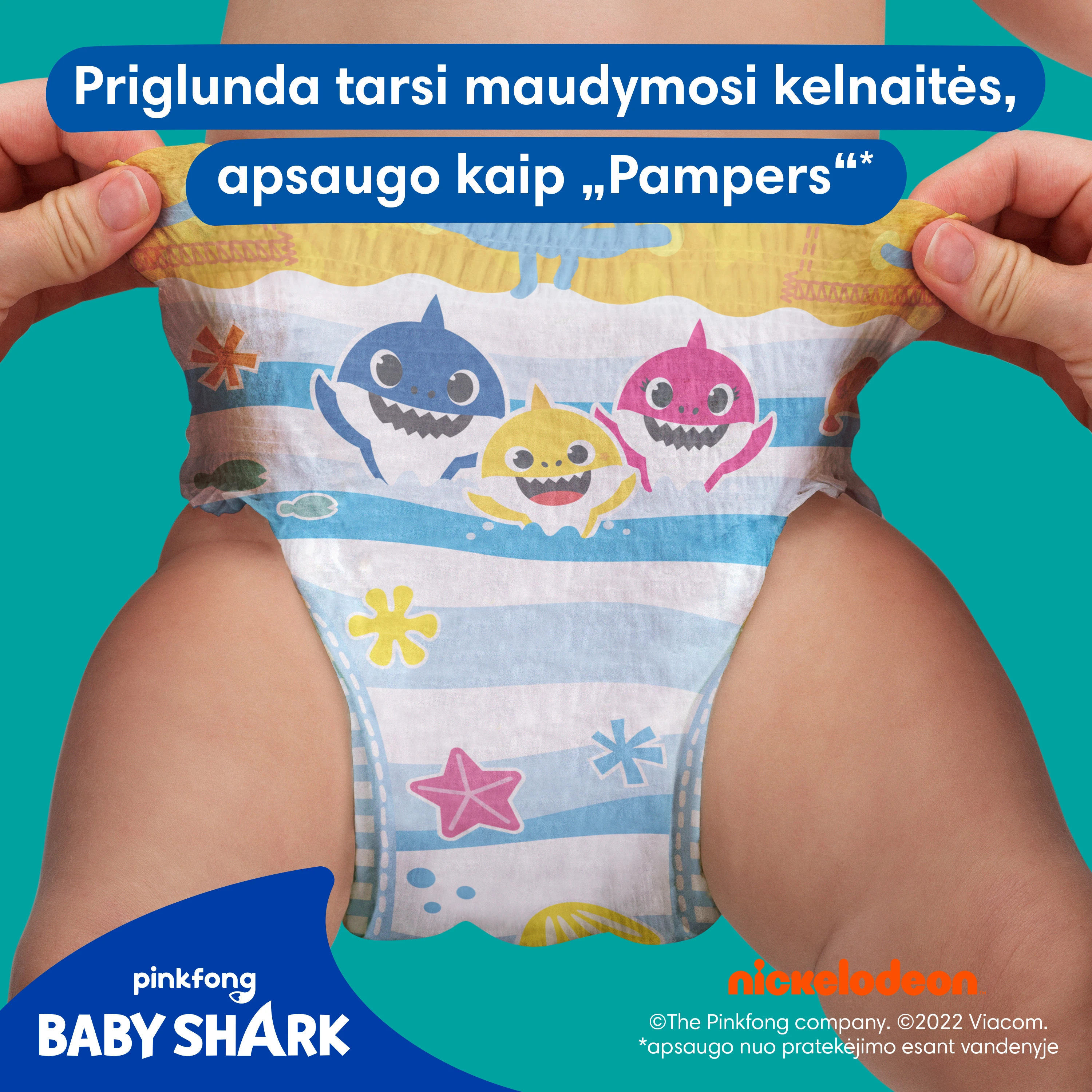 Sauskelnės-Kelnaitės PAMPERS Pants Splashers, 5 dydis 14+ kg, 10 vnt. aprašymas - Prekės nuotrauka