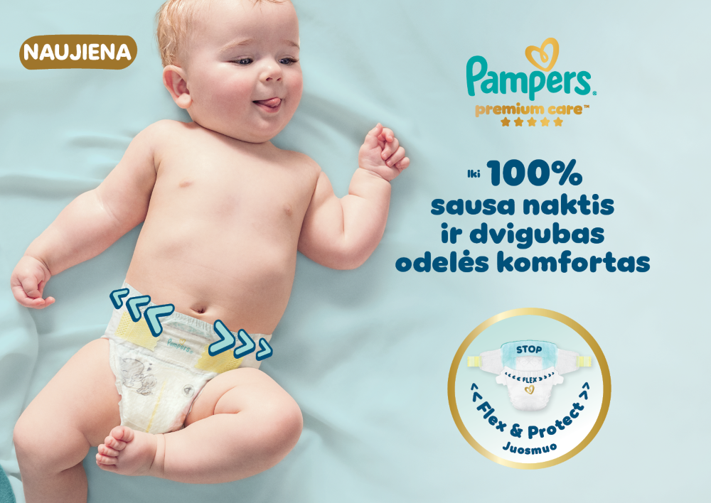 Pampers Premium Care Tape sauskelnės, 2 Dydis, 136 vnt., 4–8 kg aprašymas - Prekės nuotrauka