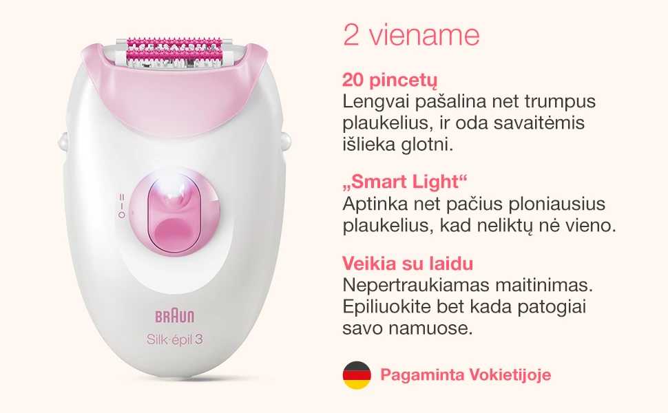 Epiliatorius Braun Silk•épil 3 SE3-031 aprašymas - Prekės nuotrauka