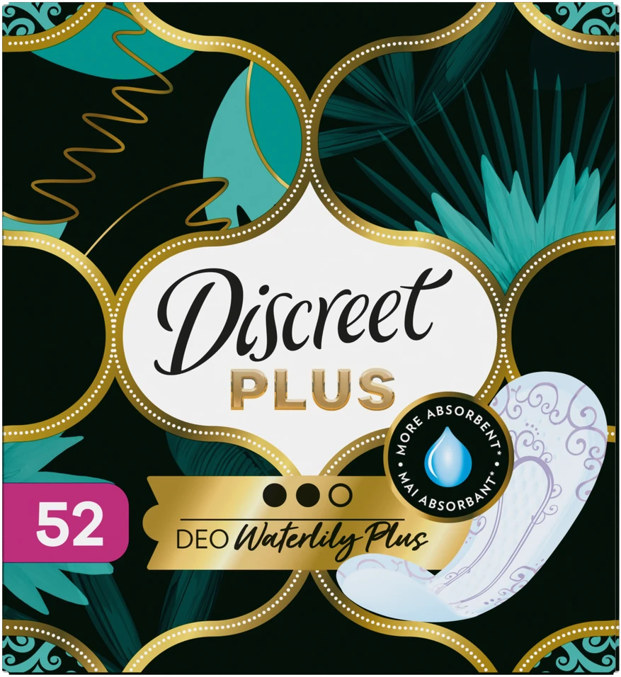 Discreet Protective Waterlily Plus Higieniniai Įklotai, 52 vnt.