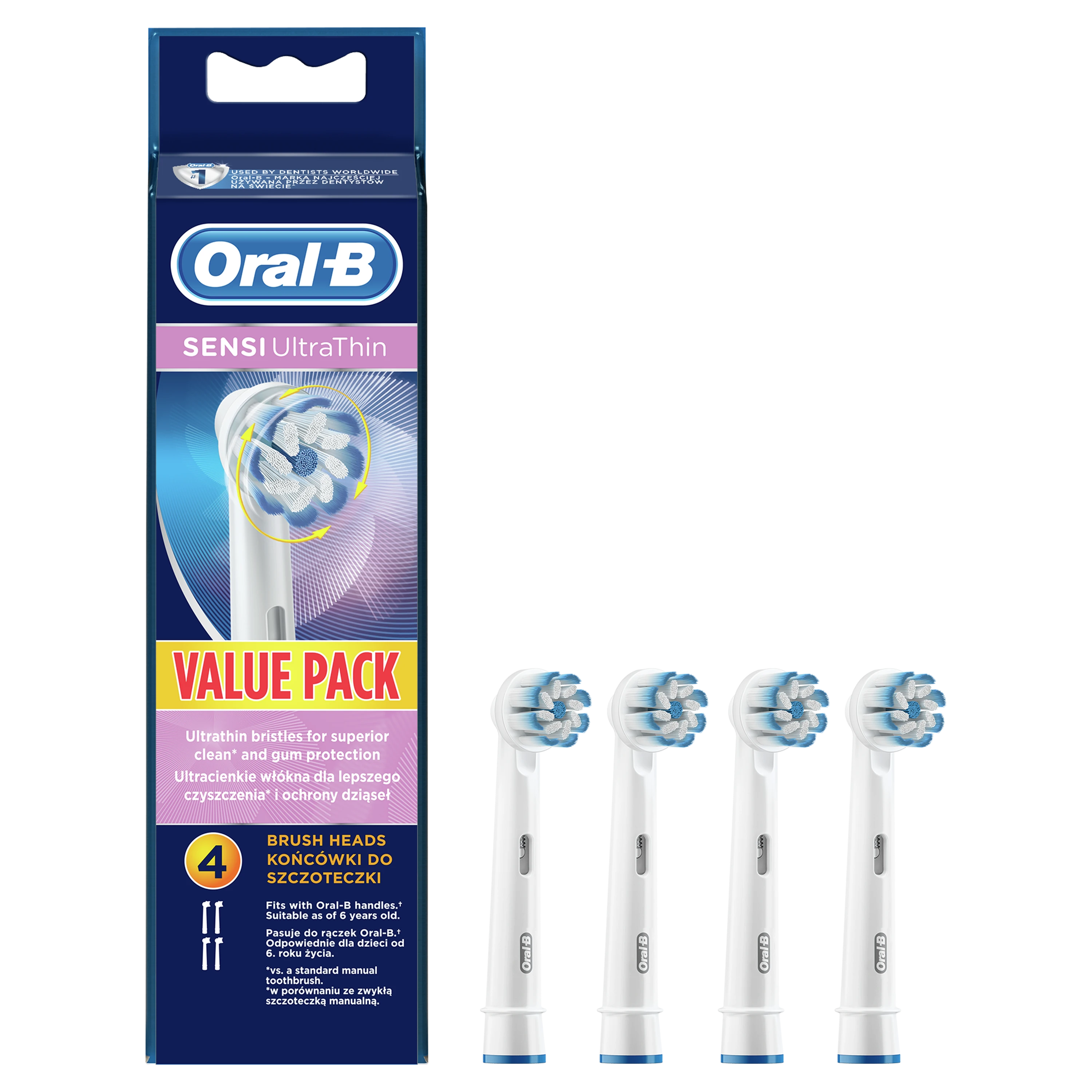 EB60-4 Braun Oral-B SENSI Labai labai plonos Elektrinio Dantų Šepetėlio Galvutės
