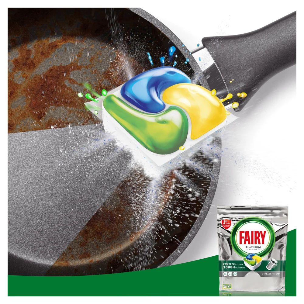 Indaplovių tabletės Fairy Platinum All In One Lemon, 126 vnt.