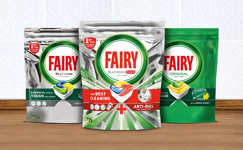 Indaplovių tabletės Fairy Platinum All In One Lemon, 51 vnt.