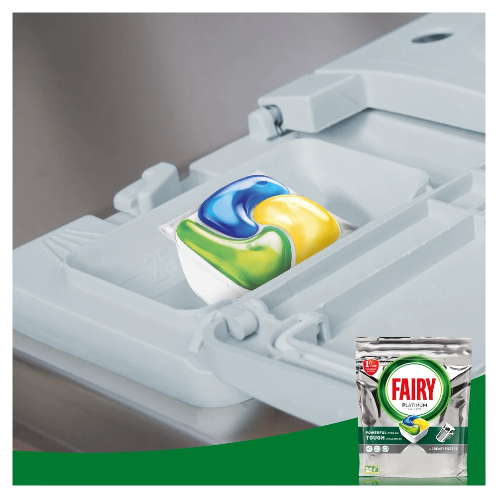 Indaplovių tabletės Fairy Platinum All In One Lemon, 126 vnt.