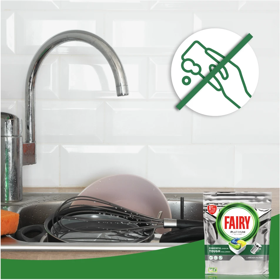 Indaplovių tabletės Fairy Platinum All In One Lemon, 126 vnt.