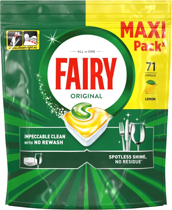 Indaplovių tabletės Fairy Platinum All In One Lemon, 71 vnt., citrinų kvapo
