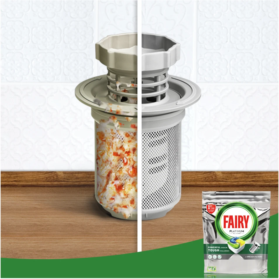 Indaplovių tabletės Fairy Platinum All In One Lemon, 126 vnt.