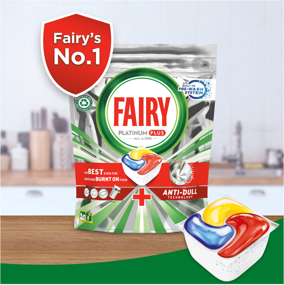 Fairy Platinum Plus All In One Lemon Indaplovių Tabletės, 114 vnt.