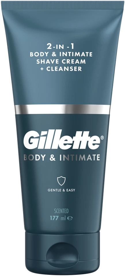 Gillette Body & Intimate Pubic 2in1 Skutimosi Kremas ir Valiklis, 177 ml