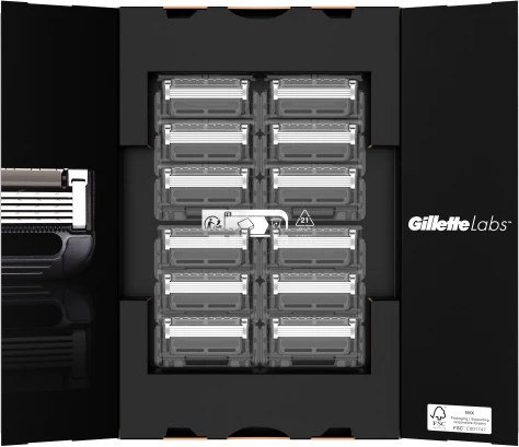Gillette Labs skustuvo vyrams peiliukai, 12 skustuvo galvučių