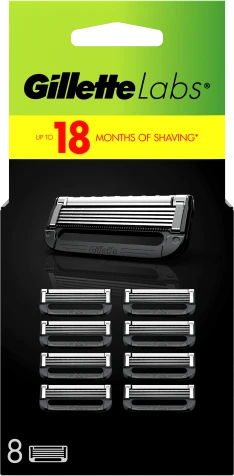 Gillette Labs skustuvo vyrams peiliukai, 8 skustuvo galvutės