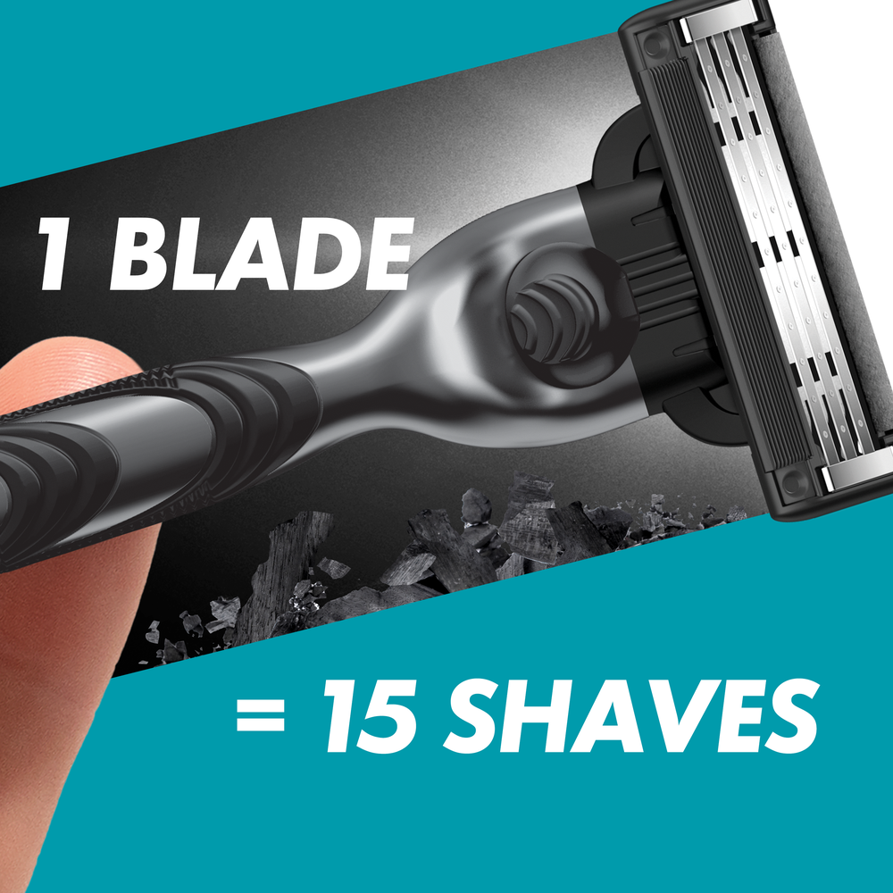 Gillette Mach3 Charcoal Skustuvas Vyrams, 1 Gillette Skustuvas + 5 Keičiamos Galvutės