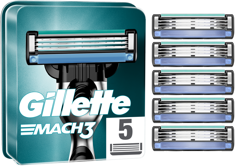 Gillette Mach3 Skustuvo Vyrams Galvutės, Papildomi Peiliukai, 5 Vnt.