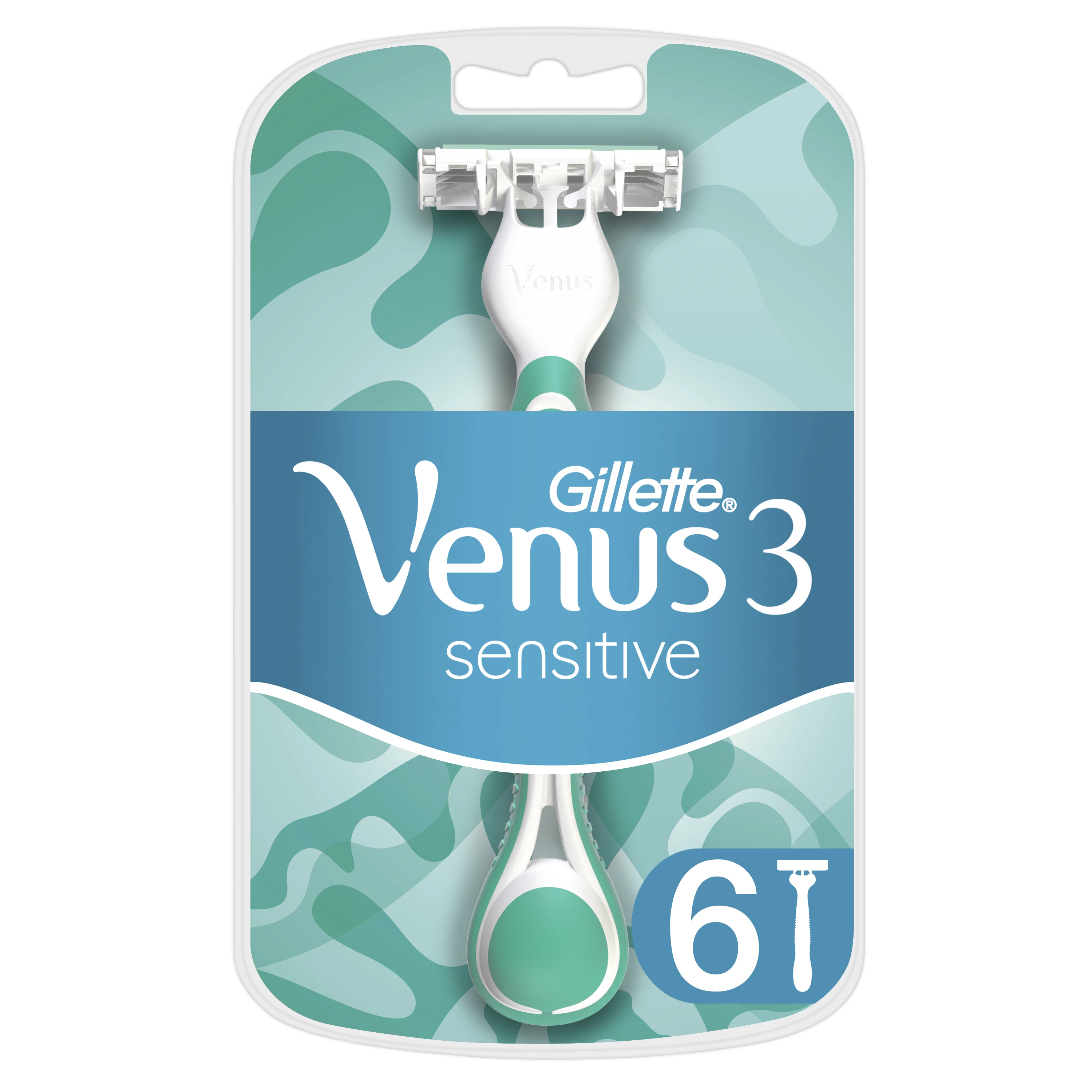 Gillette Venus 3 Sensitive Vienkartiniai Skustuvai Moterims, 6, Vnt. Pakuotė