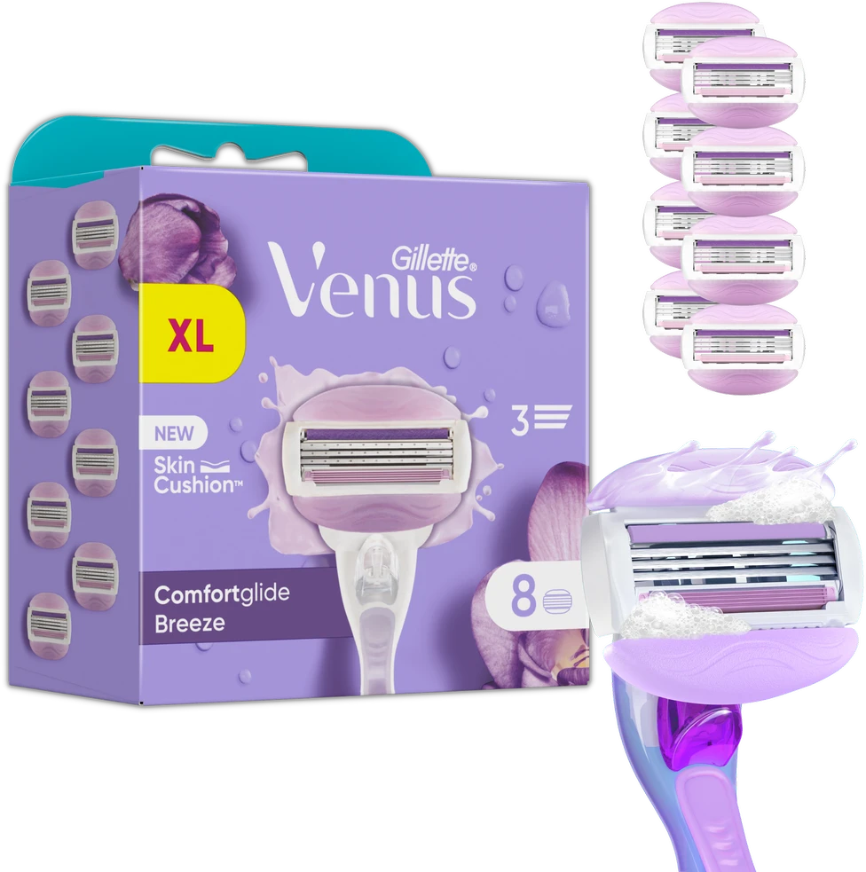 Gillette Venus ComfortGlide Breeze Skustuvo Keičiamos Galvutės, 8 vnt