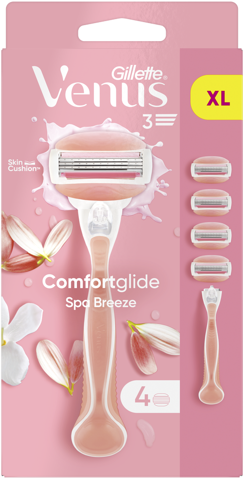 Gillette Venus ComfortGlide Spa Breeze Skustuvas + Galvutės 4 vnt