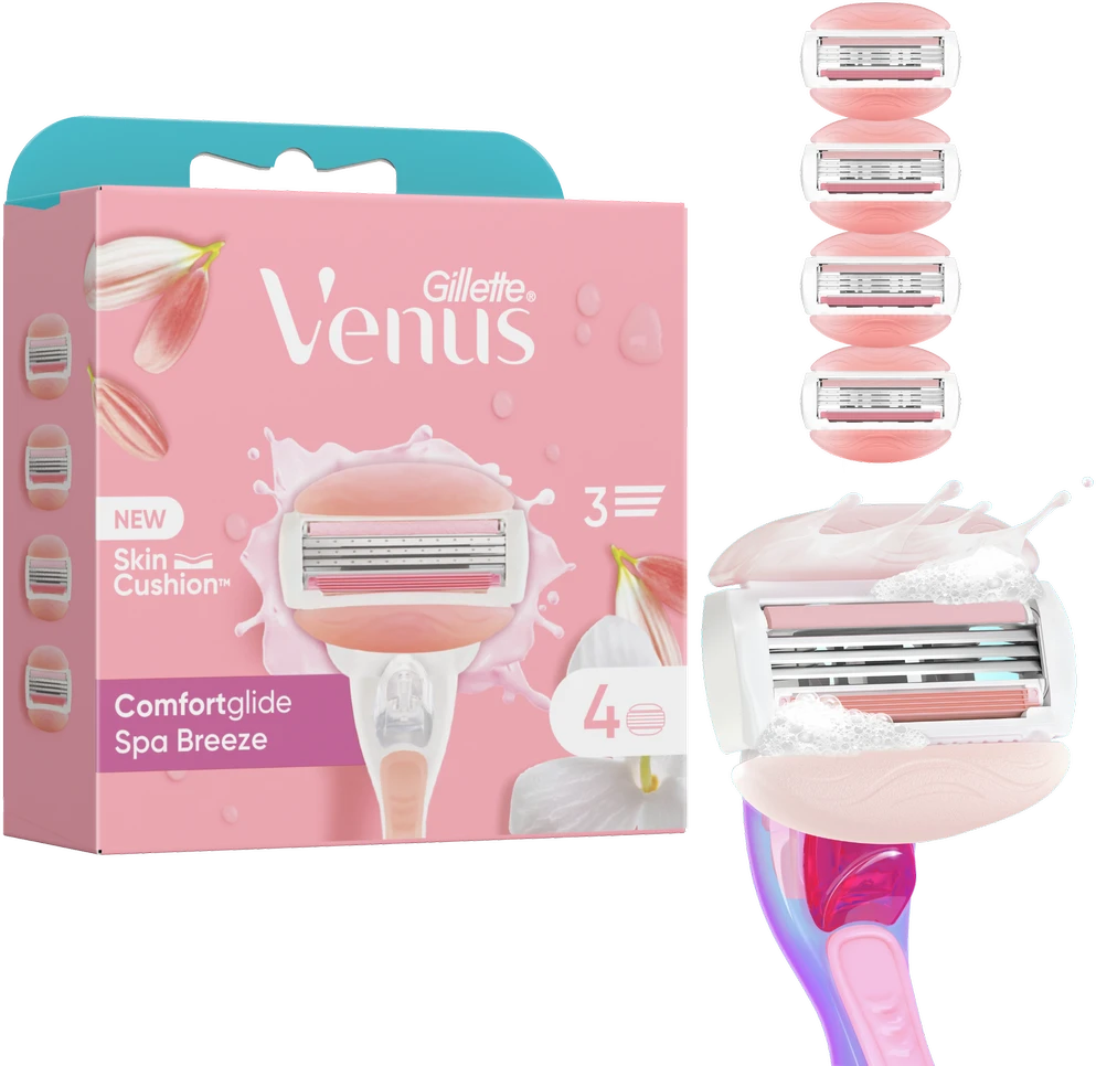 Gillette Venus ComfortGlide Spa Breeze Skustuvo Keičiamos Galvutės, 4 vnt