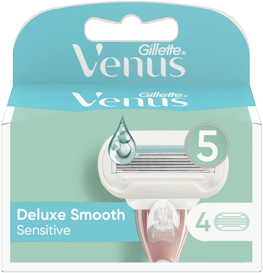 Gillette Venus Deluxe Smooth Sensitive Skustuvo Keičiamos Galvutės, 4 vnt