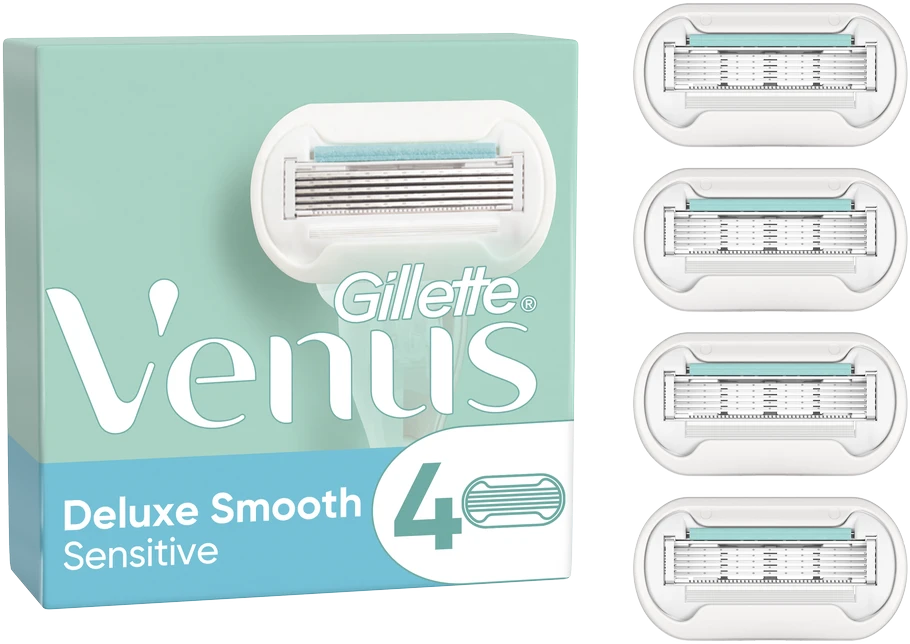 Gillette Venus Deluxe Smooth Sensitive Skustuvo Keičiamos Galvutės, 4 vnt