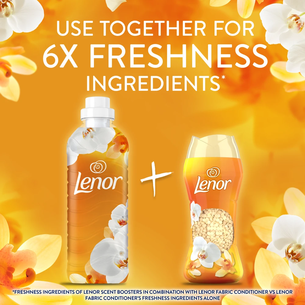 LENOR audinių minkštiklis Gold Orchid & Vanilla 2 x 987 ml (94 Skalbimai)