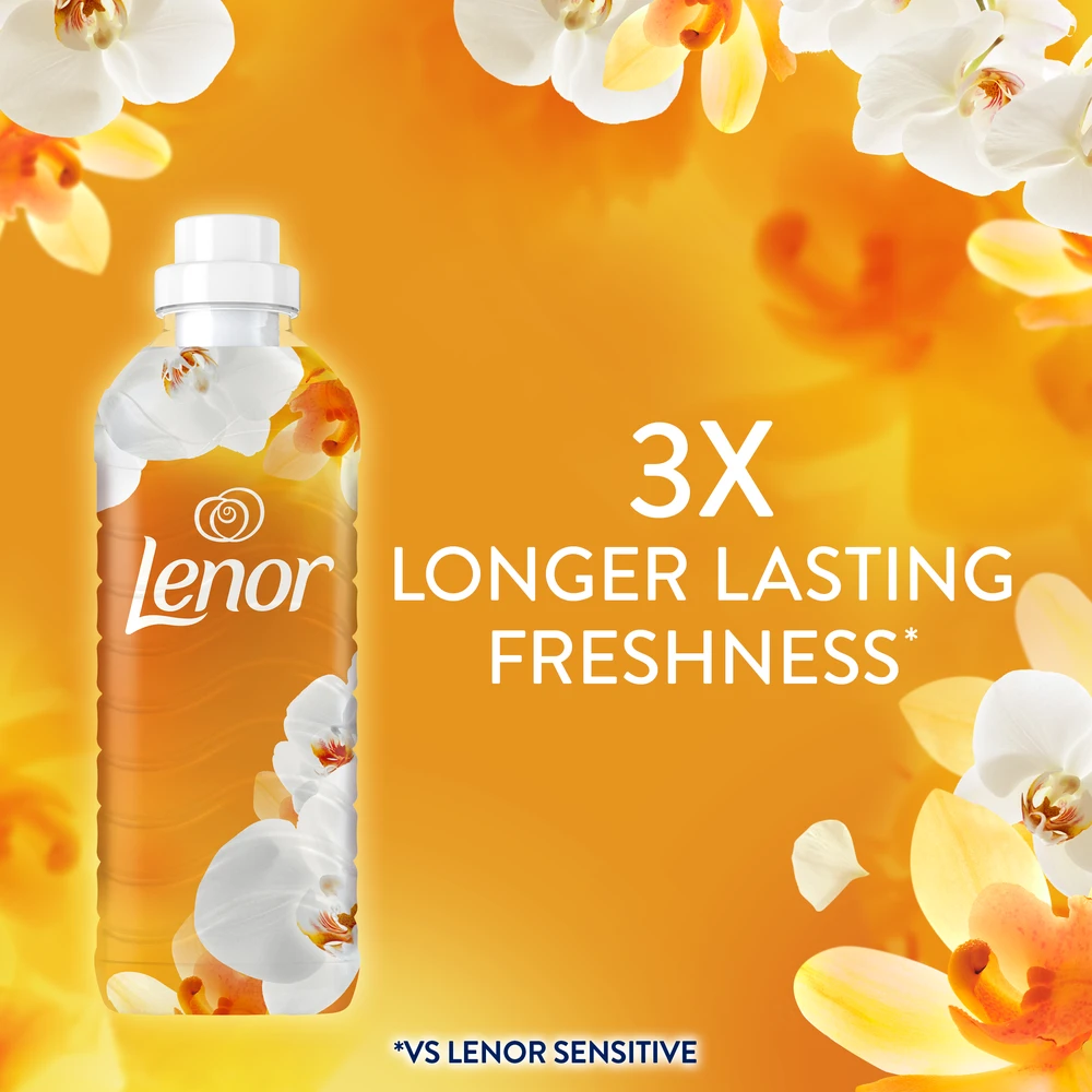 LENOR audinių minkštiklis Gold Orchid & Vanilla 2 x 987 ml (94 Skalbimai)