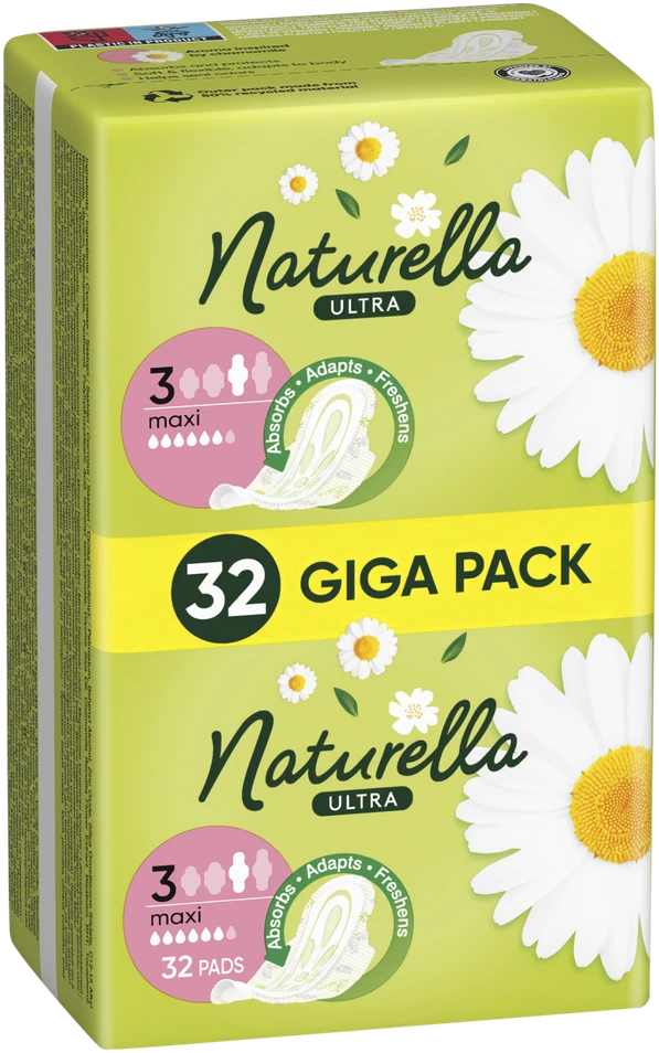 Naturella Ultra Maxi Size 3 Higieniniai Paketai Su Sparneliais, 32 vnt.