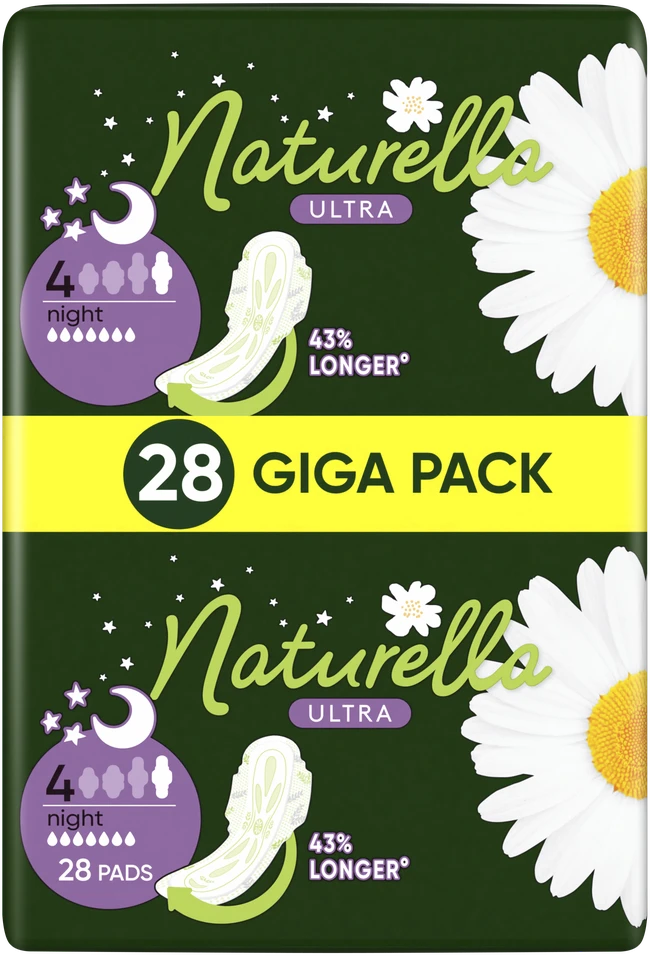 Naturella Ultra Night, 4. Dydis, Paketai Su Sparneliais, 28 vnt.