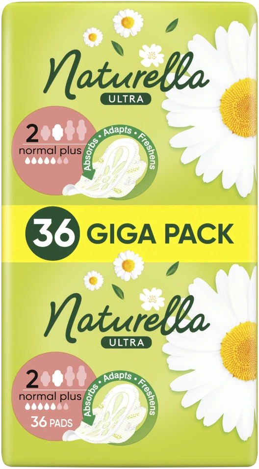 Naturella Ultra Normal Plus Size 2 Higieniniai Paketai Su Sparneliais, 36 vnt.