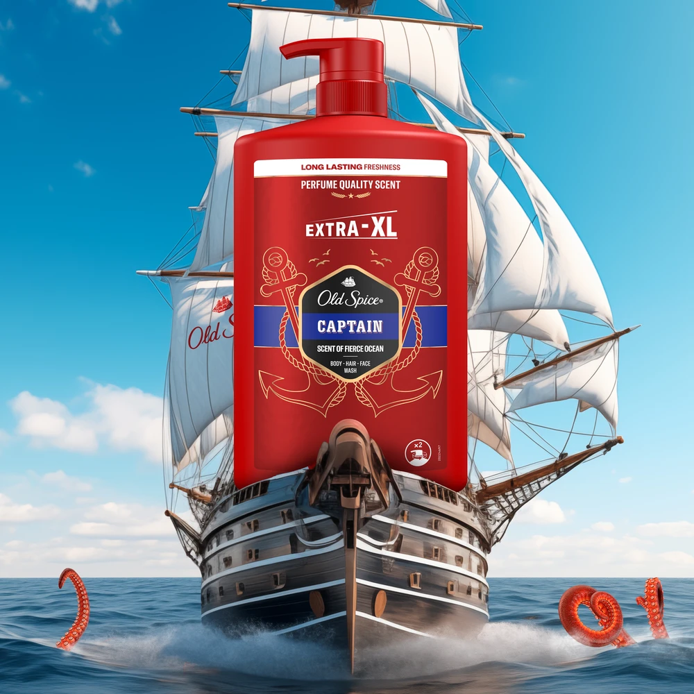 Old Spice Captain Dušo Želė Ir Šampūnas Vyrams, 4x1000 ml