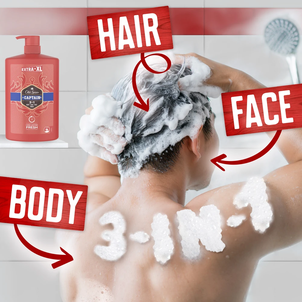 Old Spice Captain Dušo Želė Ir Šampūnas Vyrams, 1000 ml