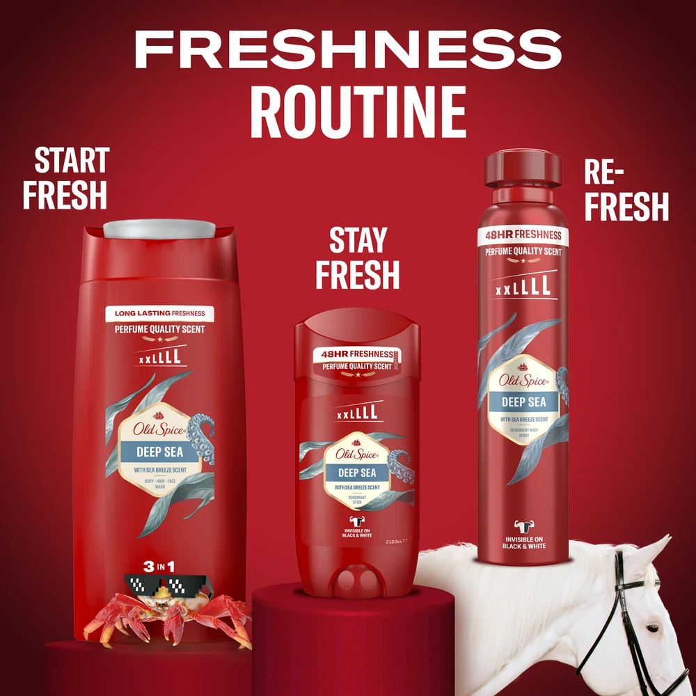 Old Spice Deep Sea Dušo Želė Ir Šampūnas Vyrams, 4x1000 ml