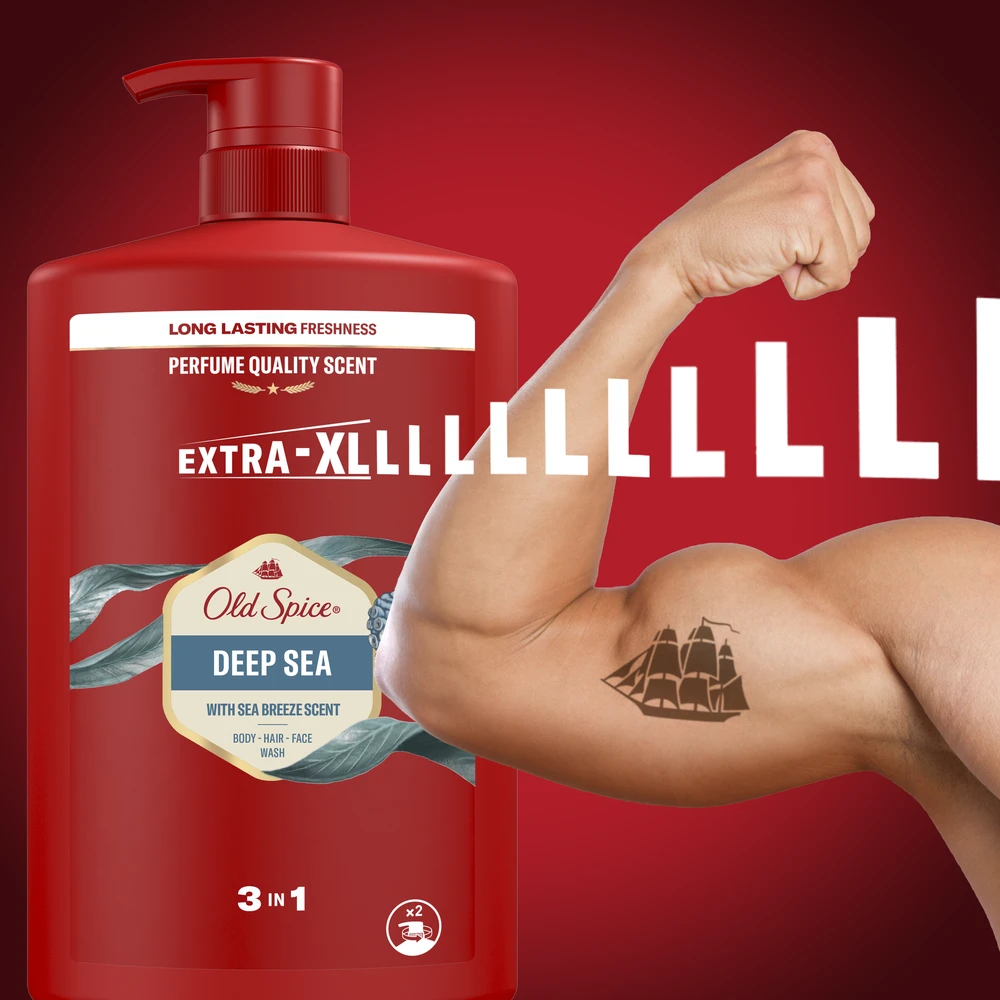 Old Spice Deep Sea Dušo Želė Ir Šampūnas Vyrams, 4x1000 ml