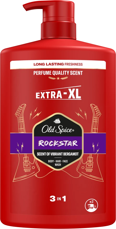 Old Spice Rockstar Dušo Želė Ir Šampūnas Vyrams, 4x1000 ml