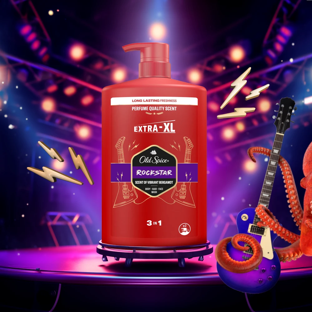 Old Spice Rockstar Dušo Želė Ir Šampūnas Vyrams, 4x1000 ml