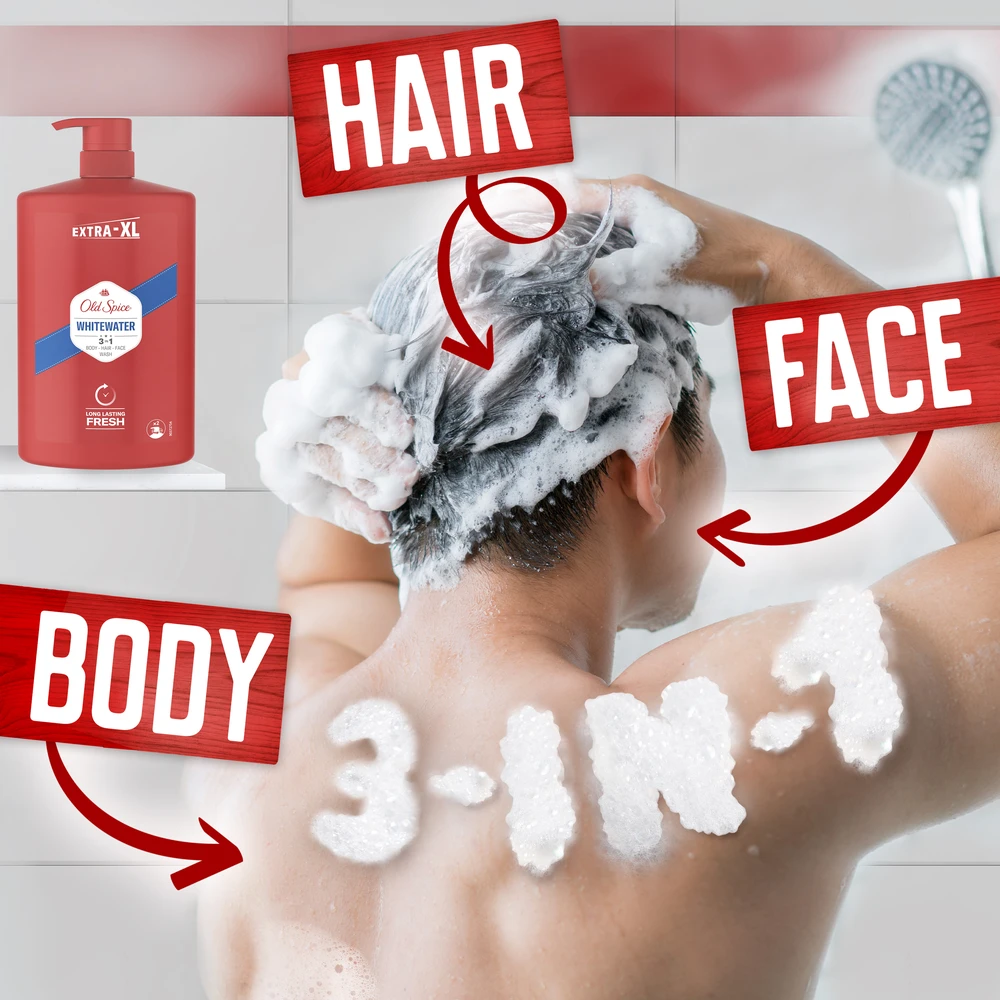 Old Spice Whitewater Dušo Želė Ir Šampūnas Vyrams, 1000 ml