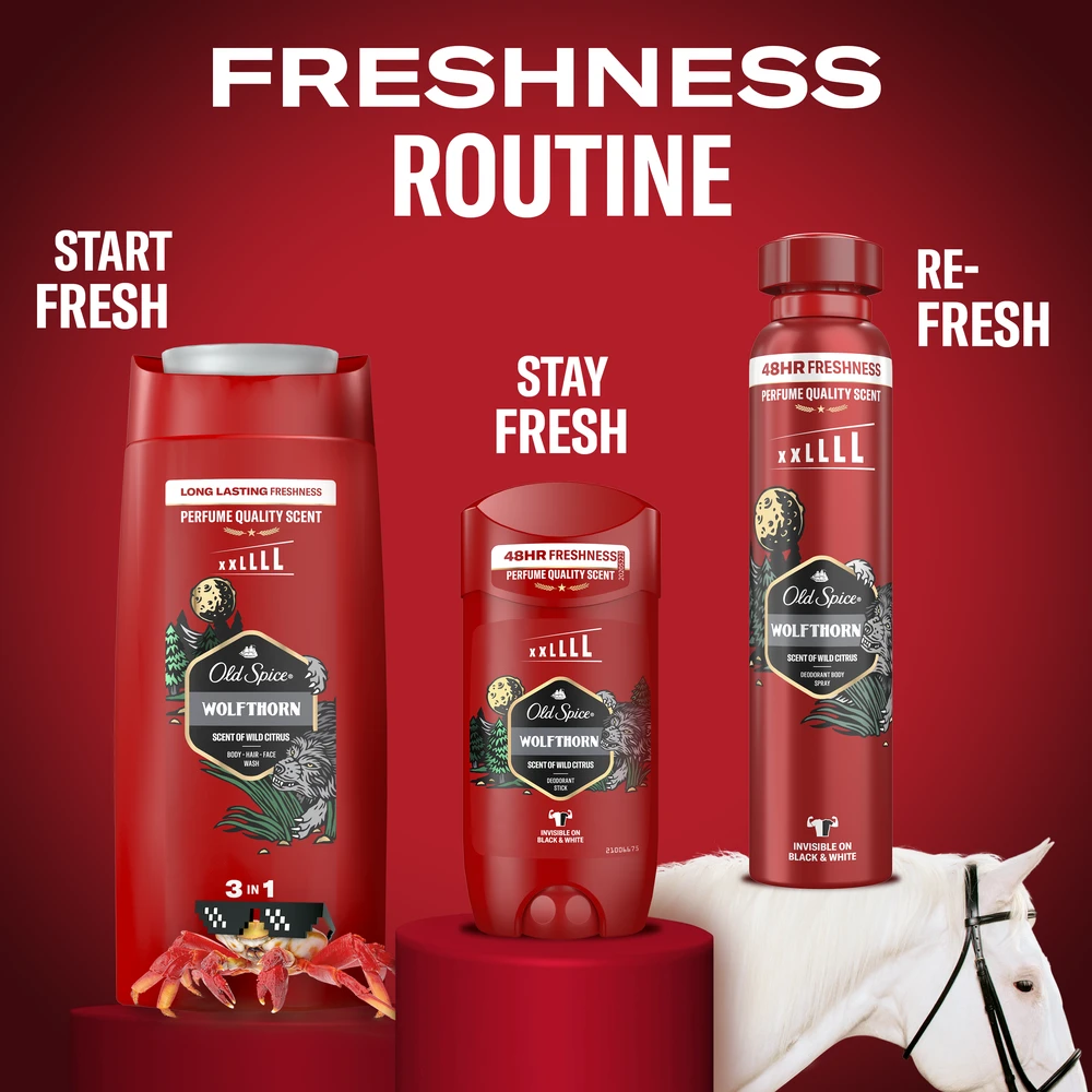 Old Spice Wolfthorn Dušo Želė Ir Šampūnas Vyrams, 4x1000 ml