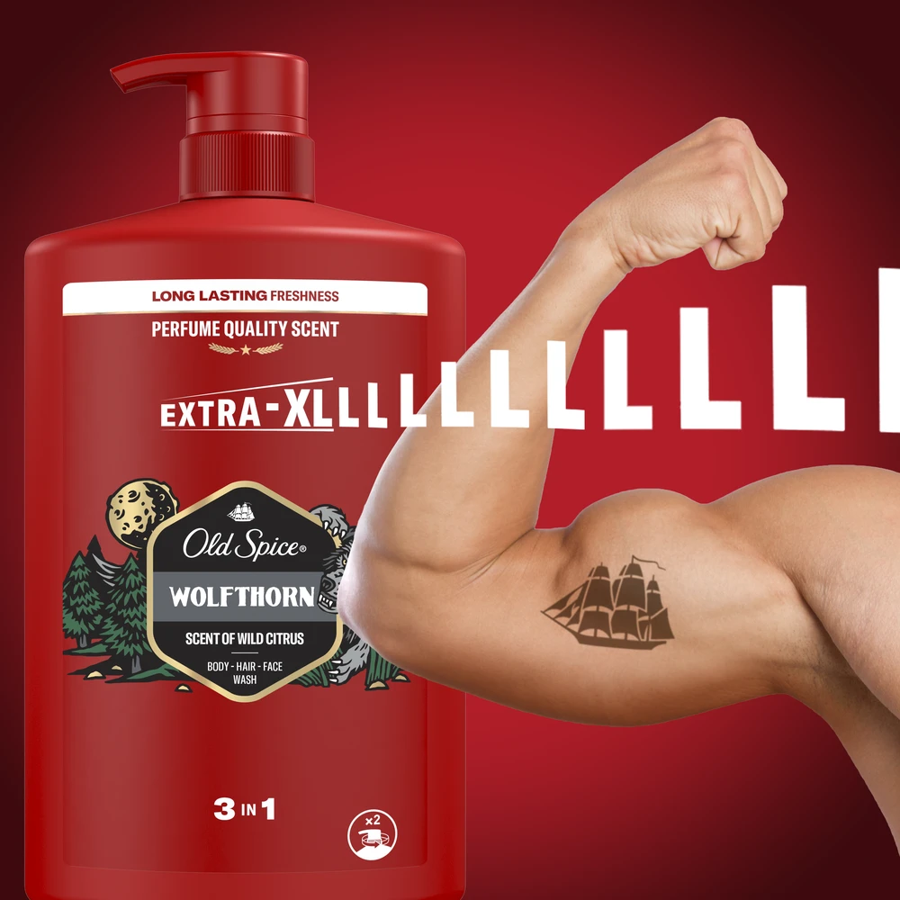 Old Spice Wolfthorn Dušo Želė Ir Šampūnas Vyrams, 4x1000 ml