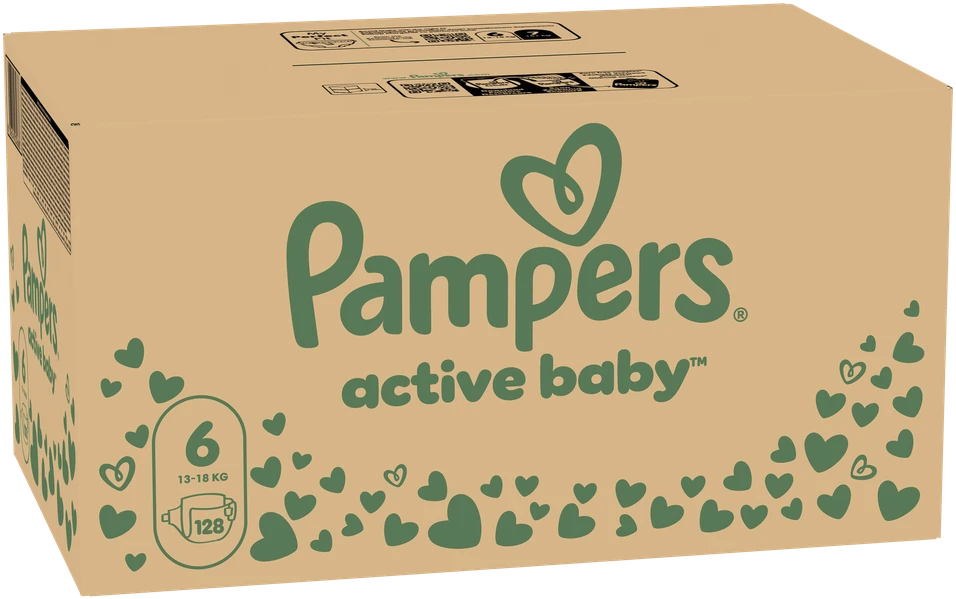 Sauskelnės Pampers Active Baby 6 Dydis, 13-18kg, 128vnt.