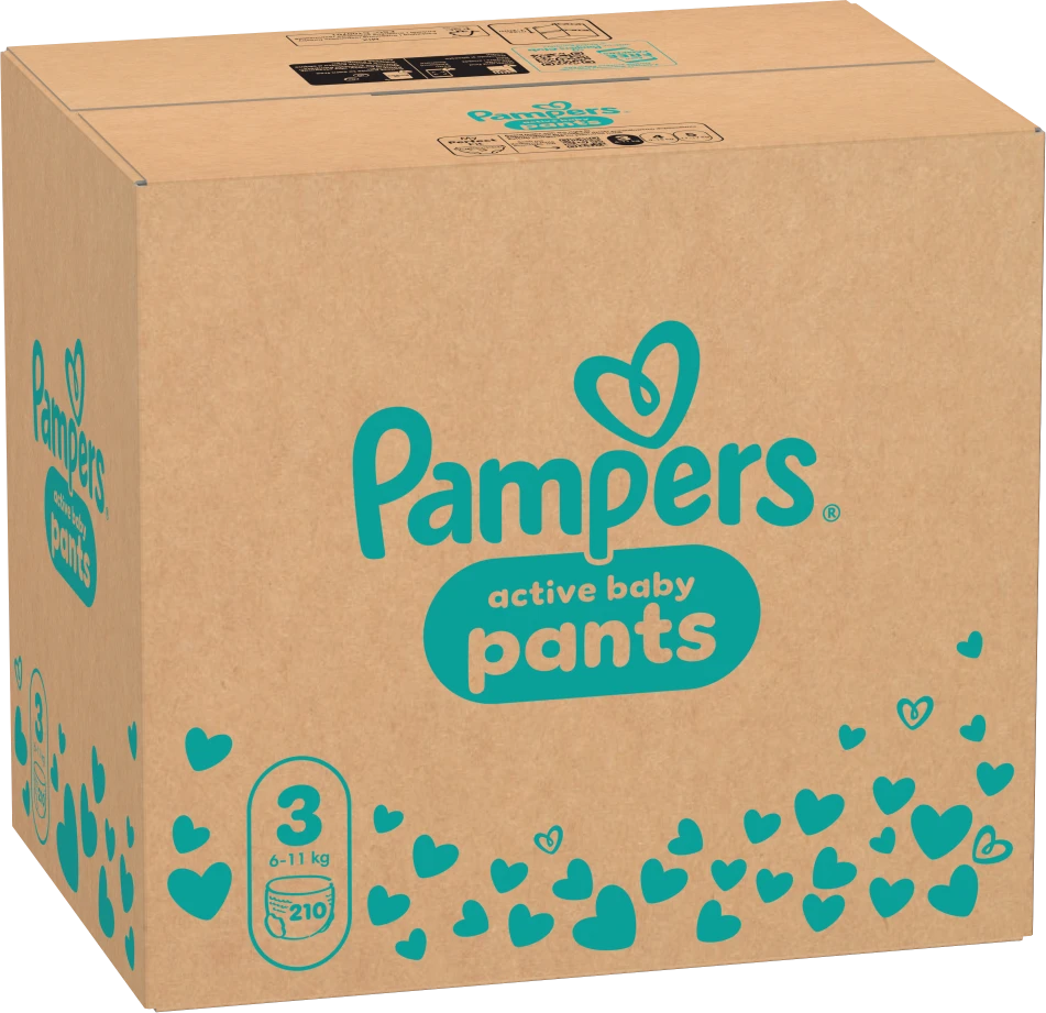 Pampers Active Baby Pants Sauskelnės, 3 Dydis, 210 vnt.