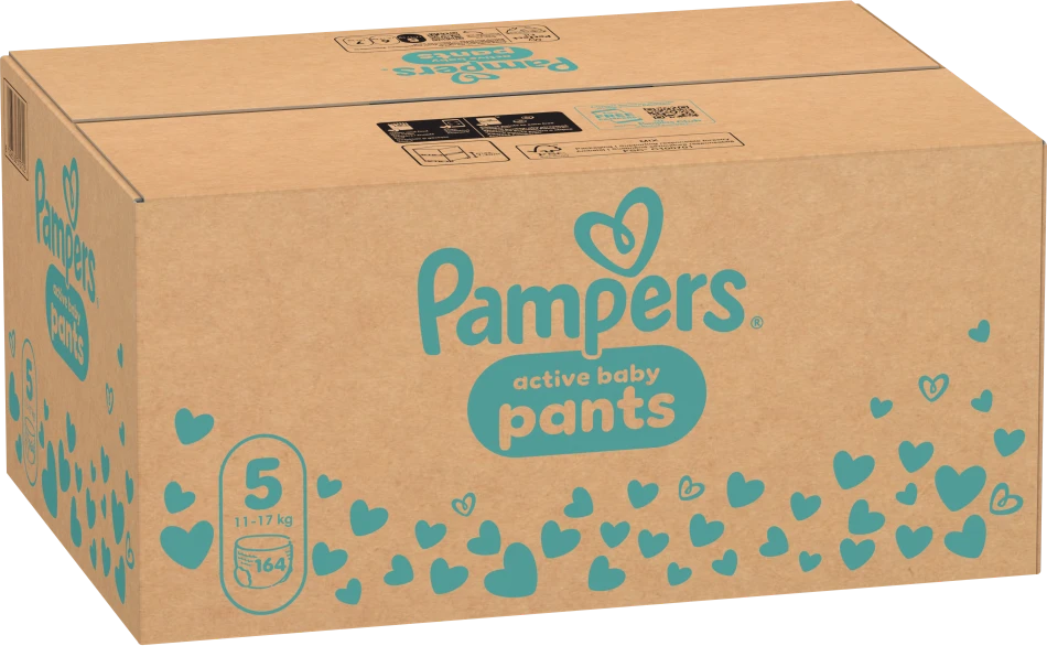 Pampers Active Baby Pants Sauskelnės, 5 Dydis, 164 vnt.