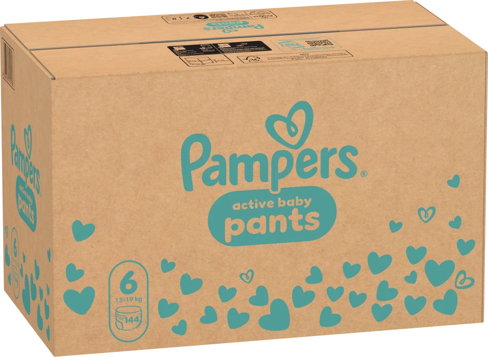 Pampers Active Baby Pants Sauskelnės, 6 Dydis, 144 vnt.