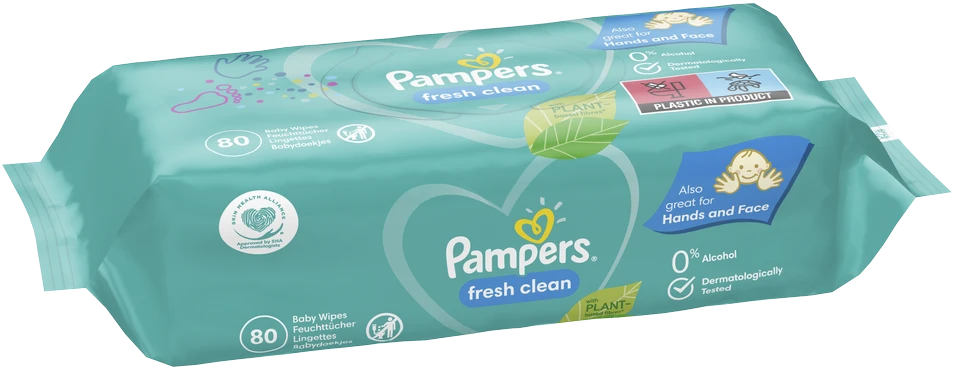 Drėgnos servetėlės Pampers Fresh Clean, 15 pak. x 80 vnt., 1200 servetėlių