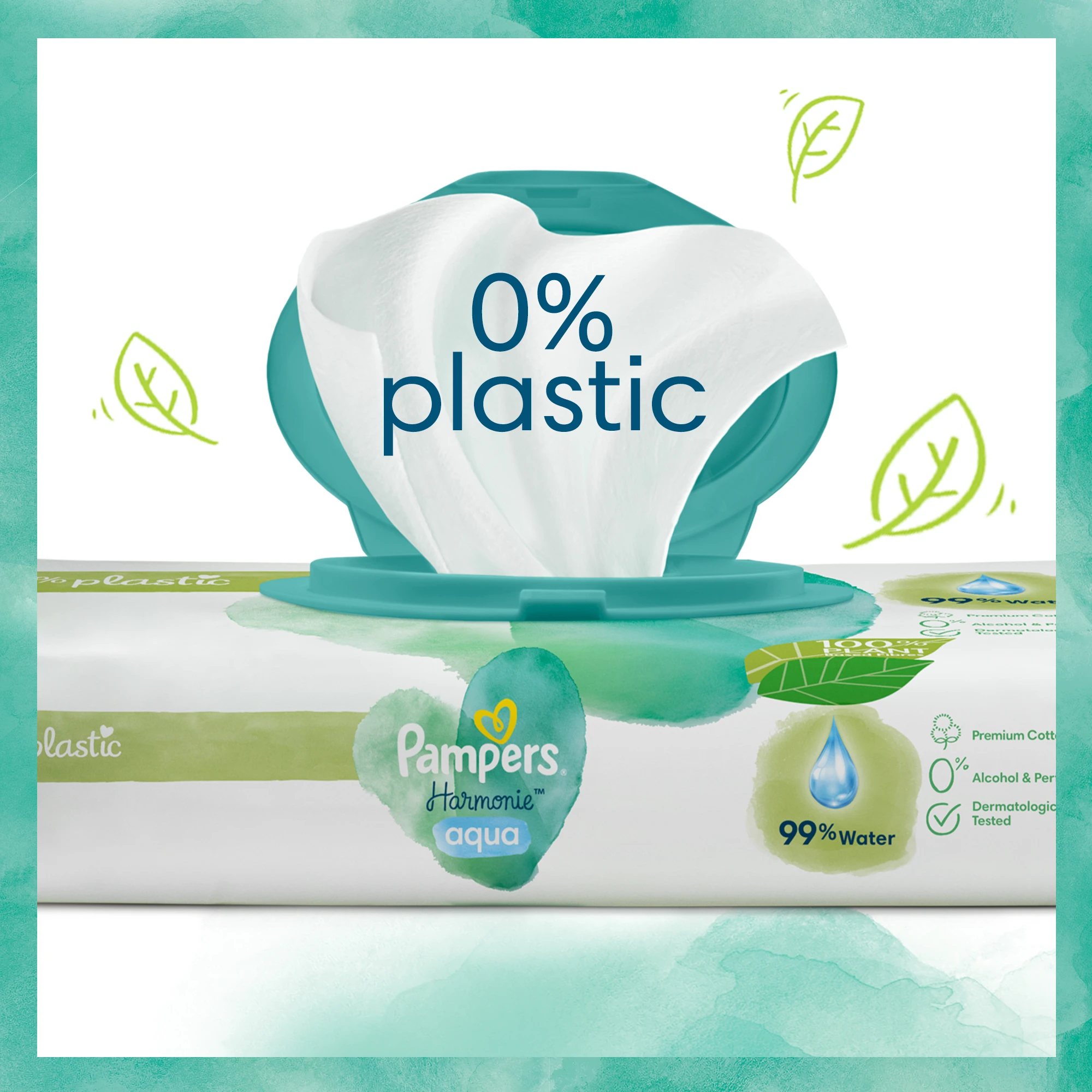 Pampers Harmonie Aqua Servetėlės Kūdikiams, 15 pakuočių, 720 servetėlių