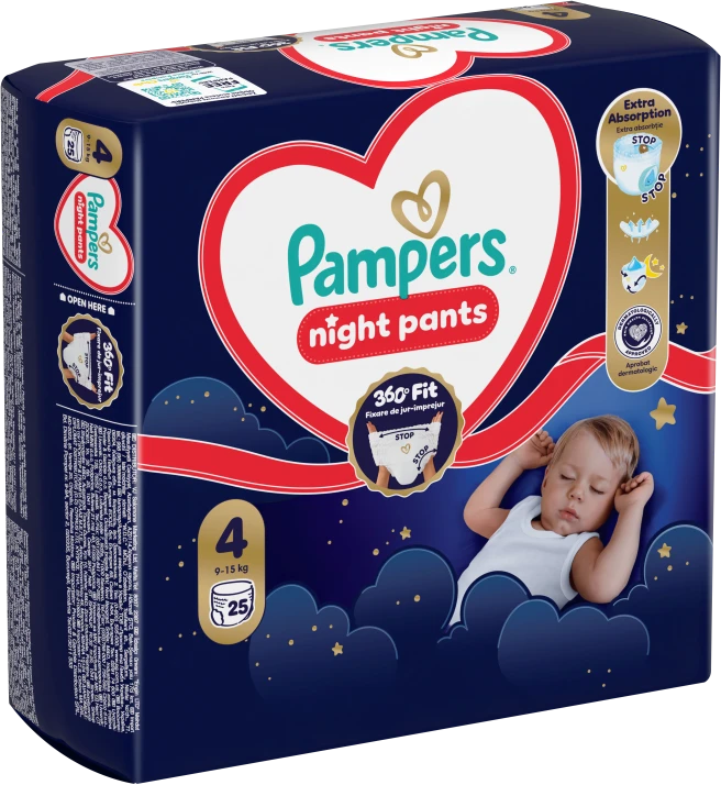 Pampers Naktinės Sauskelnės-Kelnaitės, 4, 25 Sauskelnės